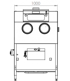 Arena DS 1000 sandblasting cabinet face plan