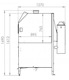 Arena DS 1000 sandblasting cabinet side plan