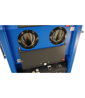 Automatic motorised turntable sandblasting cabinet - shutter section