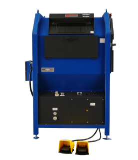 Automatic motorised turntable sandblasting cabinet - machine overview