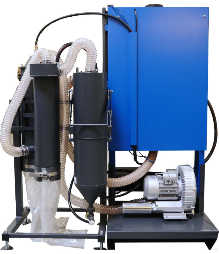 Modules de traitement air/abrasif/poussière sur support déporté pour cabine de sablage Modules de traitement air/abrasif/poussière sur support déporté pour cabine de sablage